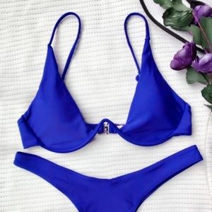 ZAFUL Blue Push-up Plunge Bikini